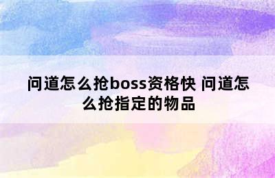 问道怎么抢boss资格快 问道怎么抢指定的物品